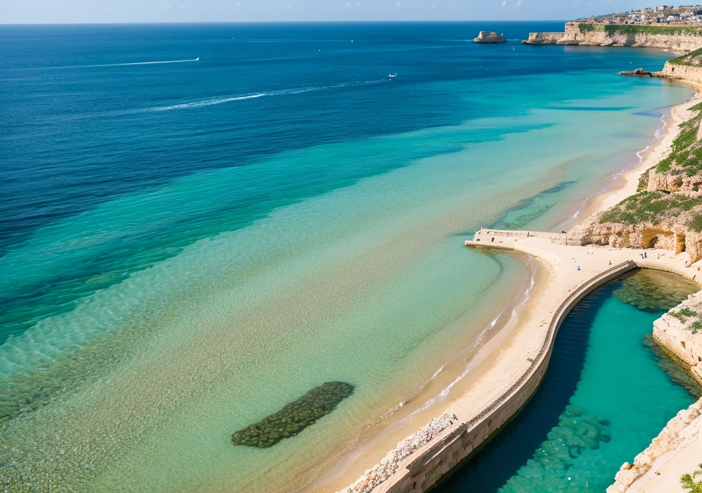 Ripples lapping on the clear waters of Malta