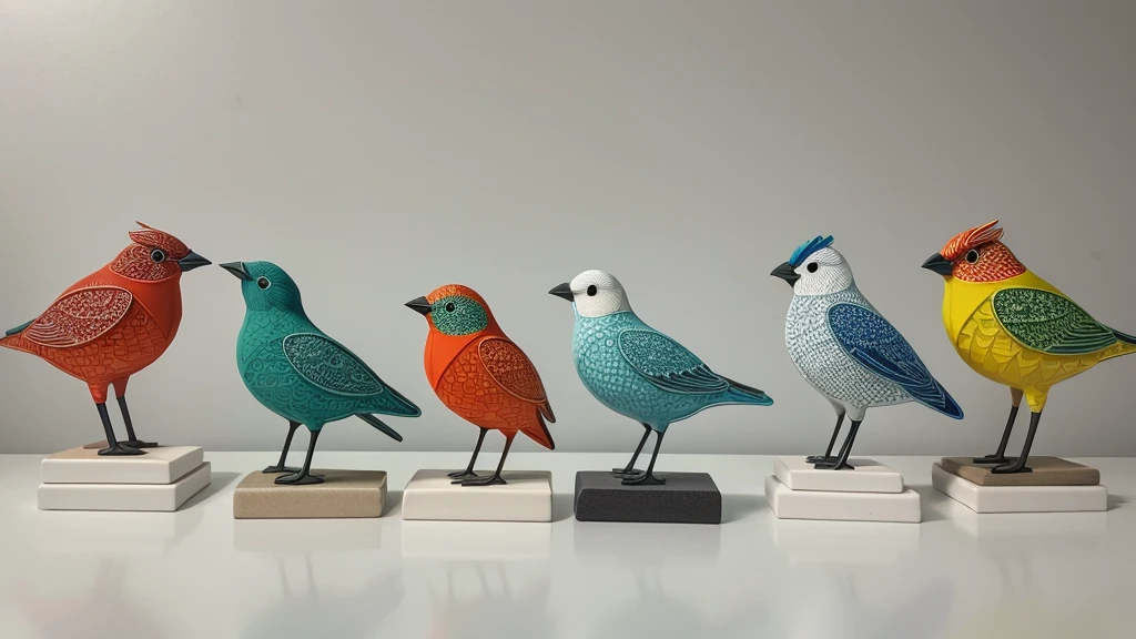 Embossed 3D on ceramic porcelain, Paper quiling art of ultimate colourful birds. (Merry Srifatmadewi)