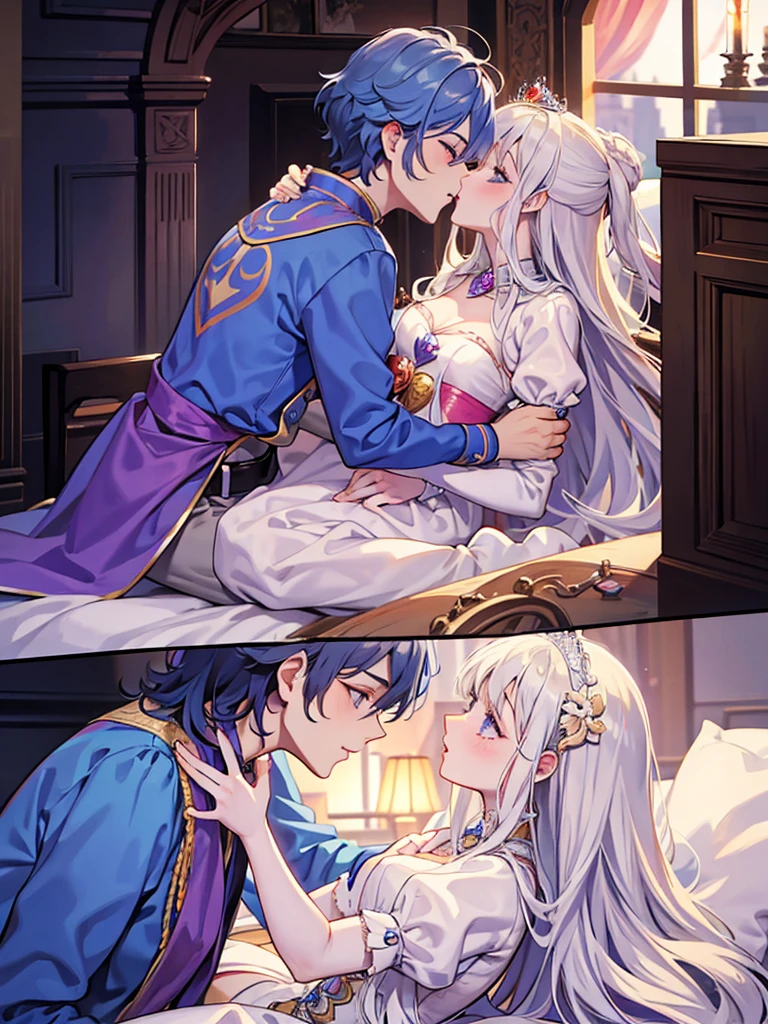 Prince and princess kiss