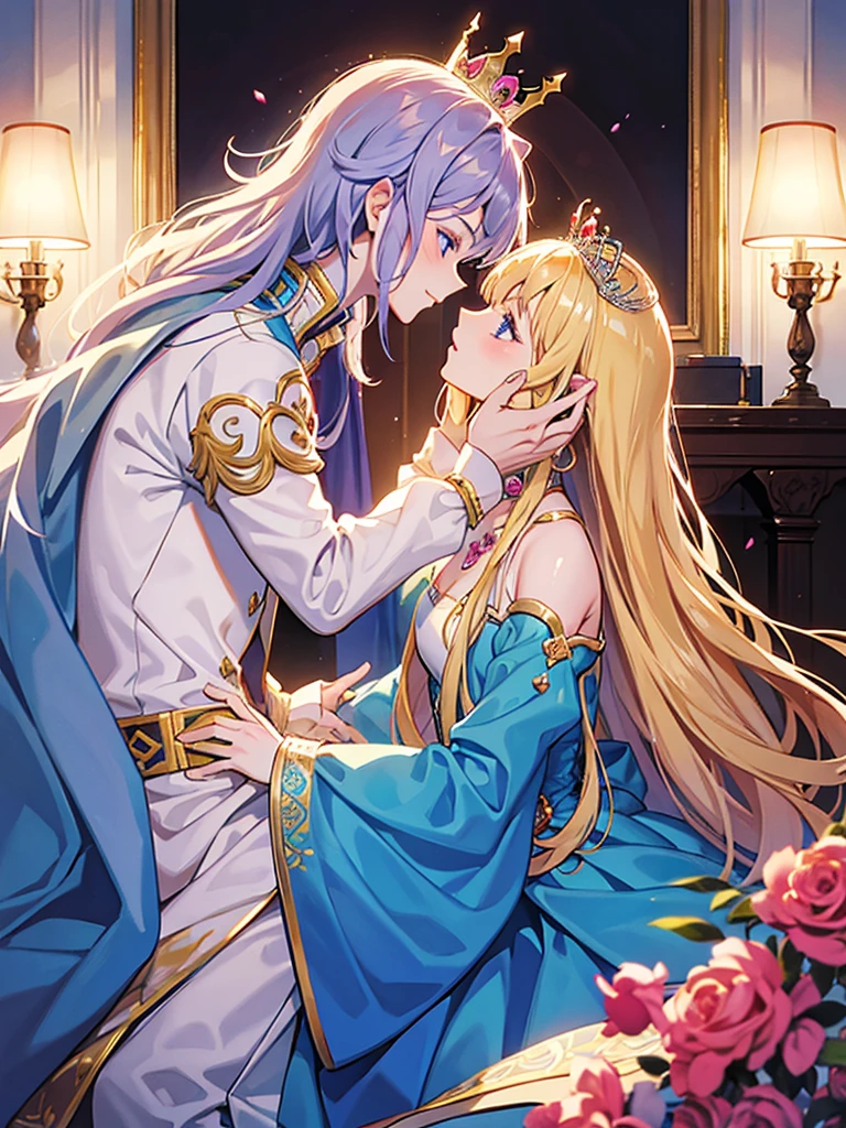 Prince and princess kiss