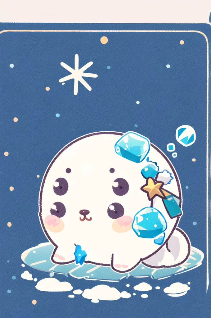 round animal,seal \(animal\),
fat,cute, ice, winter, 
best quality,depth of field,
