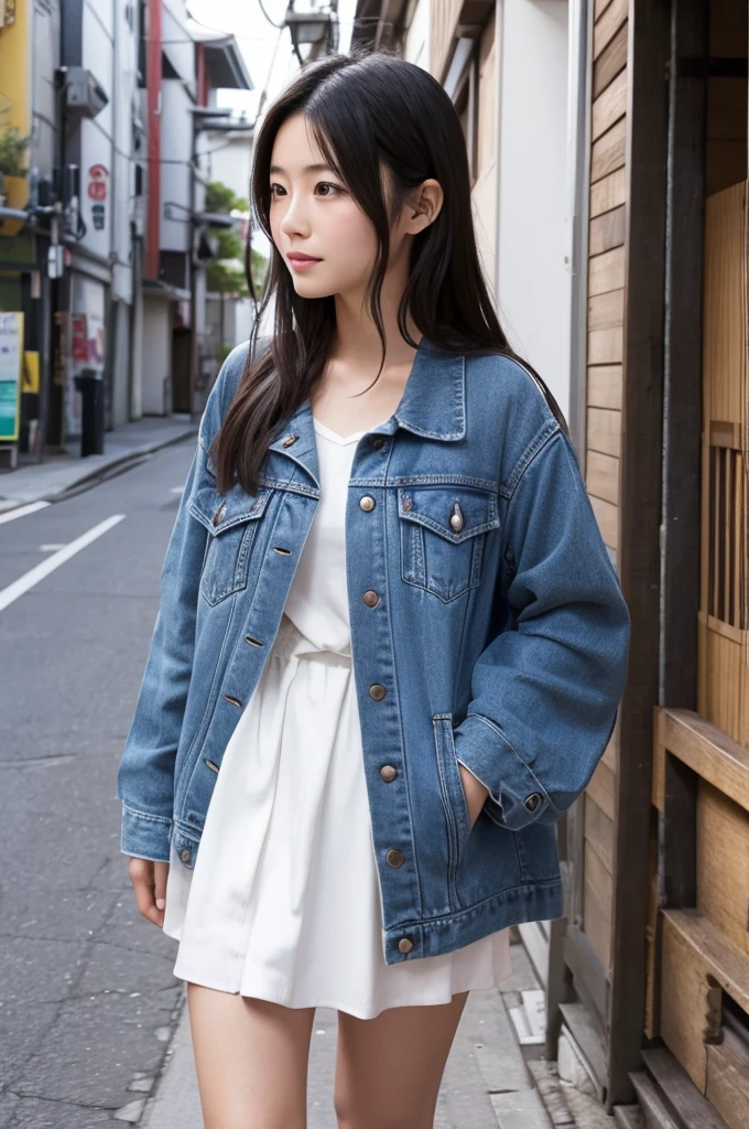 Japanese woman in her 20s、She's showing off her sexy side by wearing blue silk pajamas.、No bra、Her breasts are large、black、Cang、white