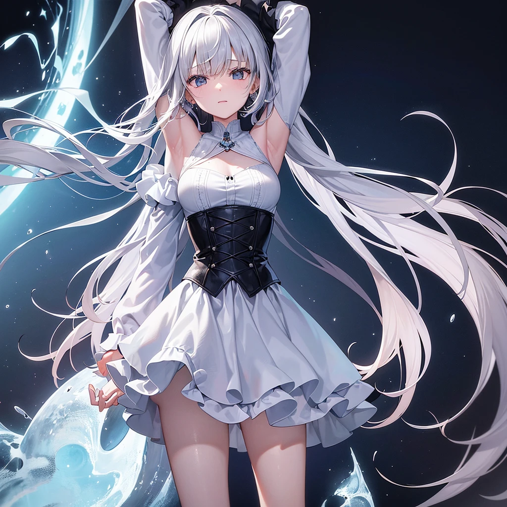 glass skin, Glass clothes, 1girll, crush, Lying, crystal, Light refraction, Light particles, Luminous lens flare，black lence stockings