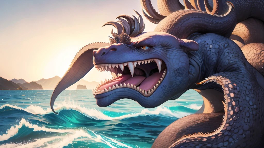Kraken geography data in detailed hyper-realistic photography.