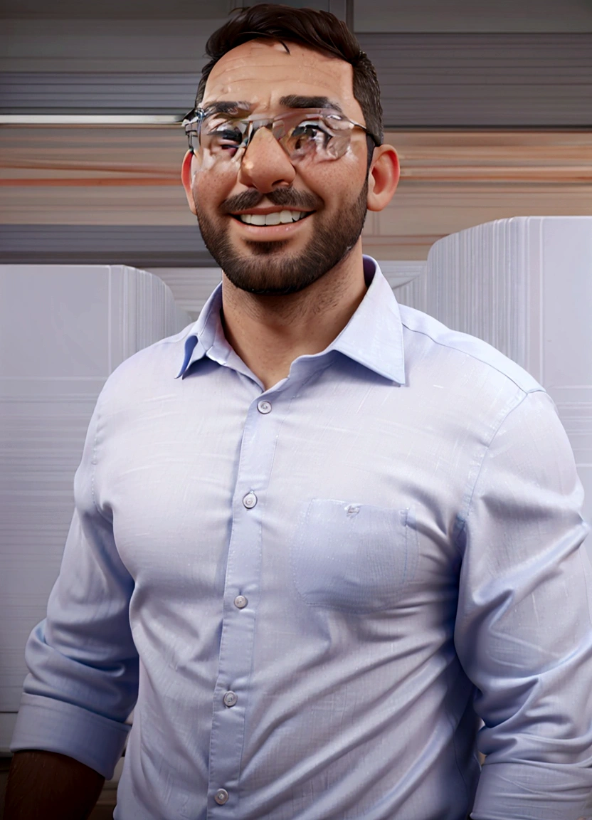 smiling man in glasses and blue shirt with beard, professional profile photo, professional foto, Sam Nasour, emad mostaque, amr elshamy, corporate photo, Mohammed Chahin, professional profile photo, photo by full body, joel torres, professional foto detalhada, david rios ferreira, mohamed reda, rise of henry, portrait of Danny González