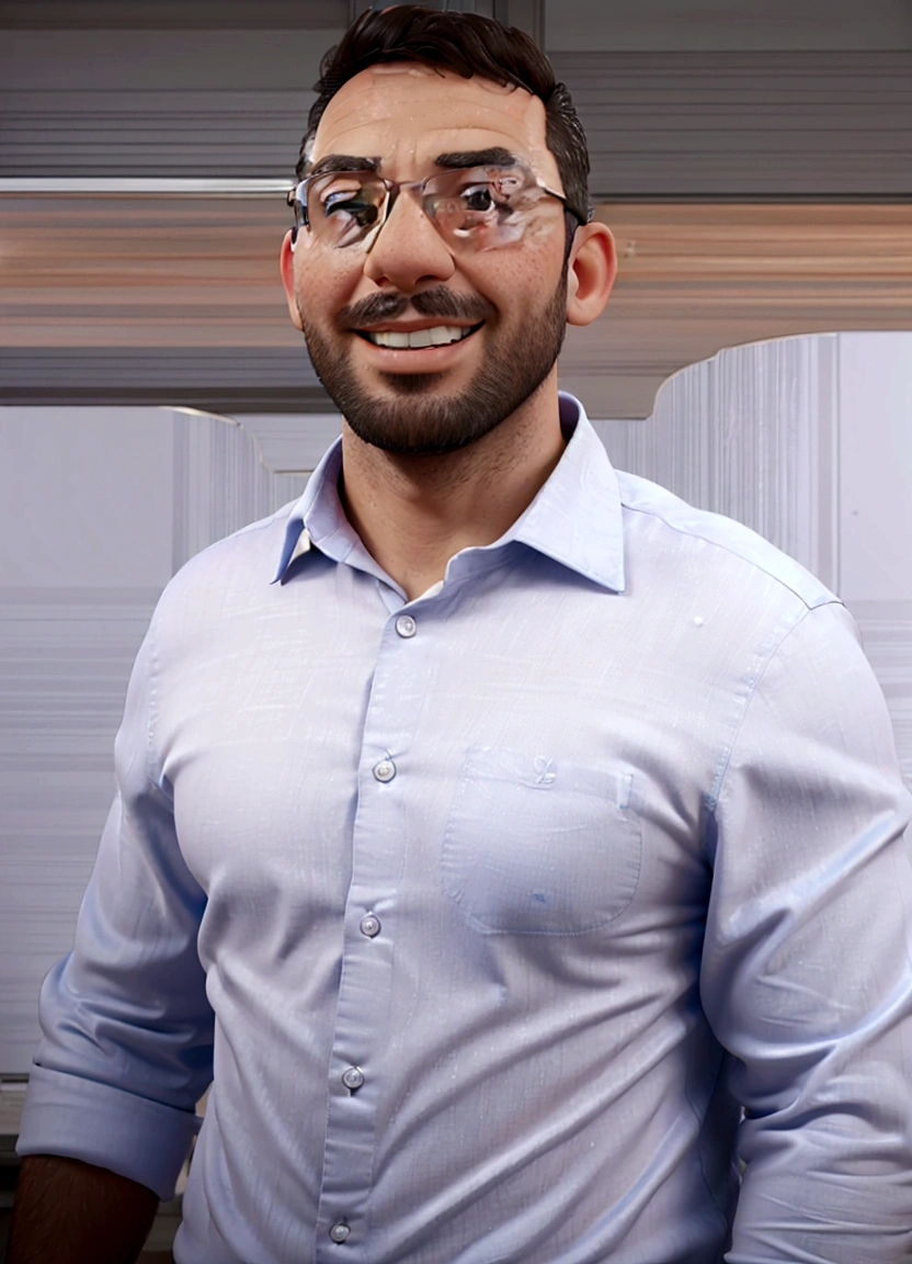 smiling man in glasses and blue shirt with beard, professional profile photo, professional foto, Sam Nasour, emad mostaque, amr elshamy, corporate photo, Mohammed Chahin, professional profile photo, photo by full body, joel torres, professional foto detalhada, david rios ferreira, mohamed reda, rise of henry, portrait of Danny González