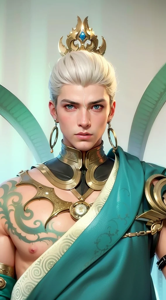 masculine male, masterpiece, ((perfect eyes)) best quality, (semirealism:1.9), beautiful lighting, (extremely detailed CG unity 4k fhd wallpaper), High Detail, Sharp focus, dramatic outdoors, 1 boy ,19 years old, white hair.