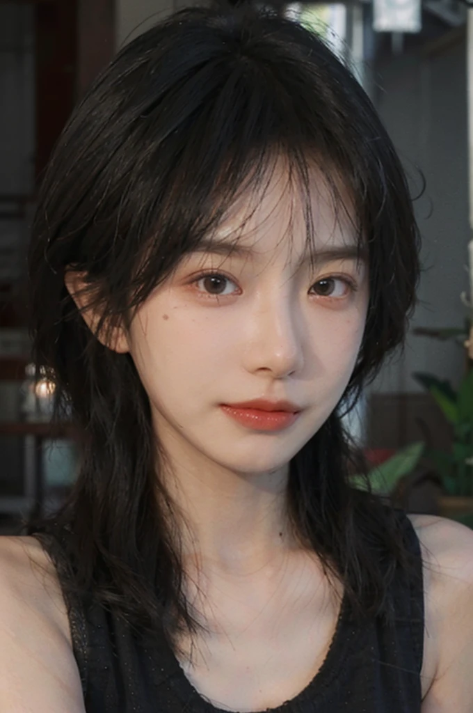 (Skin details:1.4), (smooth skin textures:1.3), Lipstick, background,海滩background， Direct vision, earrings, serene, calm, (Realistic and detailed eyes：1.2）, Natural skin texture, Realistic facial details, Soft dramatic lighting, Vivid details, 35 mm film, outdoor, (Photo Practical:1.4), (hyper Practical:1.4), (Practical:1.3), (Smoother lighting:1.05), (Improve lighting quality:0.9), (Highest quality real skin textures:1.4), Exquisite eyes, Delicate face, Close-up of face, (Enhance the beauty of skin texture:1.1), Hair details, Vest，normal body ratio, short hair, Moles under the eyes, thinking, A faint smile,公园background，Portrait Photography, Depth of Field, Bokeh, Surrealism, Ray Tracing, (Portrait Photography:1.1), Surrealism, High Detail, Chiaroscuro, Ray Tracing, reflected light, Ultra HD, Ultra HD, masterpiece, Textured Skin, Super Detail, High Detail, high quality, best quality