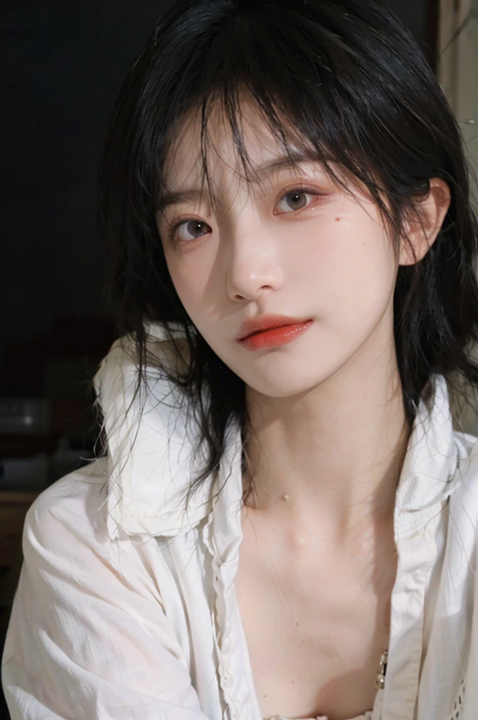 (Skin details:1.4), (smooth skin textures:1.3), Lipstick, background,海滩background, Direct vision, earrings, serene, calm, (Realistic and detailed eyes:1.2), Natural skin texture, Realistic facial details, Soft dramatic lighting, Vivid details, 35 mm film, outdoor, (Photo Practical:1.4), (hyper Practical:1.4), (Practical:1.3), (Smoother lighting:1.05), (Improve lighting quality:0.9), (Highest quality real skin textures:1.4), Exquisite eyes, Delicate face, Close-up of face, (Enhance the beauty of skin texture:1.1), Hair details, Vest,normal body ratio, short hair, Moles under the eyes, thinking, A faint smile,公园background,Portrait Photography, Depth of Field, Bokeh, Surrealism, Ray Tracing, (Portrait Photography:1.1), Surrealism, High Detail, Chiaroscuro, Ray Tracing, reflected light, Ultra HD, Ultra HD, masterpiece, Textured Skin, Super Detail, High Detail, high quality, best quality