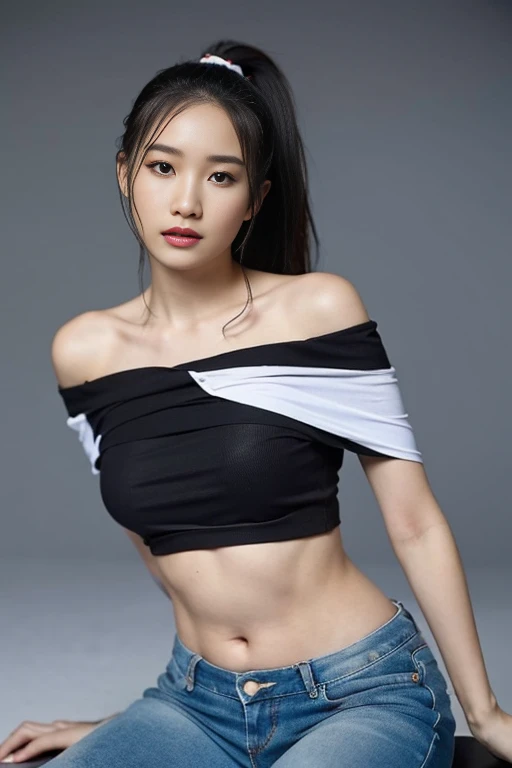 25 years old, Women, 1girls, single, (master-piece), (photorealistic portrait), ultra-detail,Wounds along the torso..., (Fine skin details),(best),(super fine),(bestquality),(ultra-high resolution),(10, RAW photo),(soft focus), Contrapposto, (Realistic), Physically Based Rendering, 10, Smiles, I am fine., I'm real.., realistic shadow, Realistic lighting, Close-up to face,((portrait:1.3)), (navel), Thai slave suit, (Thai slave pants in pig's blood), (Thai slave tights),