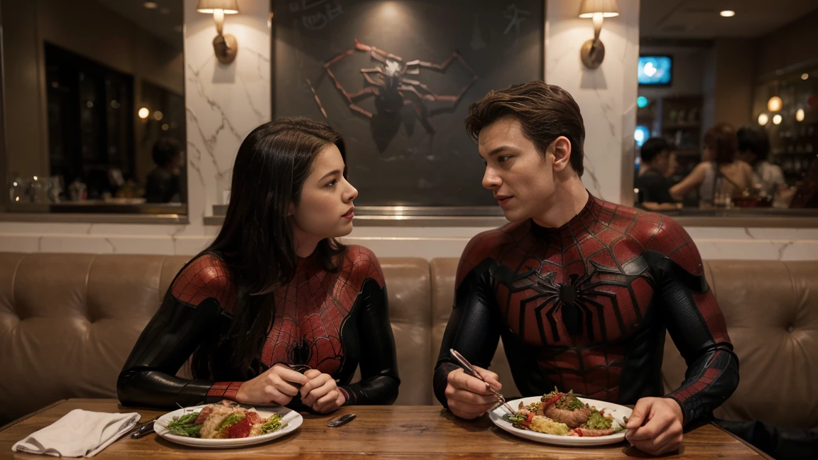 SPIDER-MAN WITH SPIDER-GIRL BOTH DINNER DATE