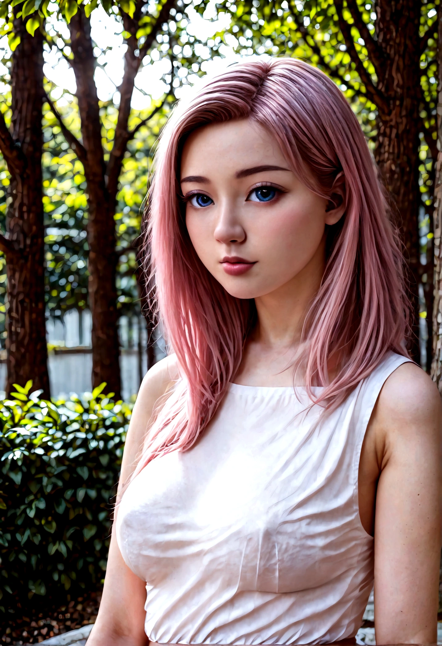 a lovely woman in a sheer brightly colored summer dress, carefree and flirting, low traffic sidewalk in Tokyo, detailed face and body, beautiful detailed eyes, beautiful detailed lips, extremely detailed eyes and face, long eyelashes, masterpiece, photorealistic, 8k, ultra-detailed, vibrant colors, natural lighting, cinematic, hyper-realistic, atmospheric, detailed environment, cherry blossom trees, warm tones, shallow depth of field, dappled sunlight. View from behind. Gentle breeze no panties
