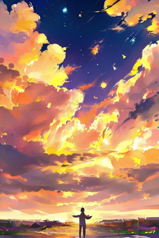 beautiful Feel refreshed Sunny null 小さく人が描かれていてnullを見上げている Emotional painful youth