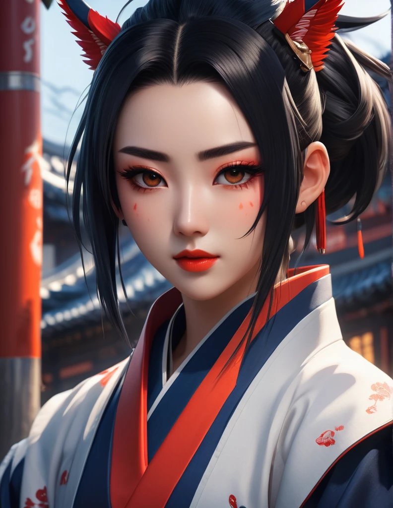 quality(8k wallpaper of extremely detailed CG unit, ​masterpiece, hight resolution, top-quality, top-quality real texture skin,hyper realisitic, digitial painting,increase the resolution,RAW photos，best qualtiy,highly detailed,the wallpaper),BREAK,8K, onmyoji-style art style , full face, makima, chainsaw man, modern city, 