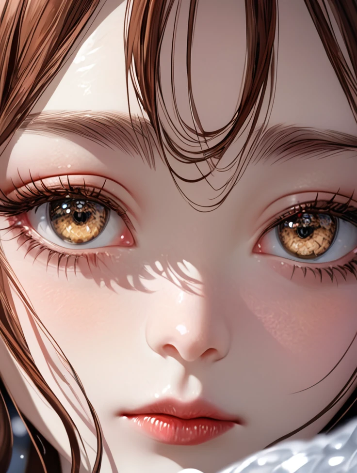 Uma garota de アニメ detalhada e de alta qualidade, with long, loose reddish-brown hair, with white tips and side bangs, reddish brown eyes e white right eye, cold stare e oblíquo, elegant clothes in the style of the Victorian era according to the photo, skin clear as the moon, 1girl,アニメ , face detailed, beautiful detailed eyes, beautiful detailed lips, extremely detailed eye and face, long eyelashes, Reddish brown hair, white hair ends, reddish brown eyes, white right eye, slanted eyes, cold stare, victorian era dress, Porcelain Skin, Kuroshitsuji Estilo, best qualityer, 4K, 8K, high resolution, Masterpiece artwork: 1.2, ultradetailed, realisitic, fotorrealisitic, fotorrealisitic: 1.37, HDR, uhd, studio lighting, ultra-fine painting, sharp focus, Physically based rendering, extreme detailed description, proffesional, bright coloured, bokeh