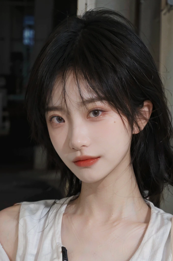 (Skin details:1.4), (smooth skin textures:1.3), Lipstick, background,海滩background， Direct vision, earrings, serene, calm, (Realistic and detailed eyes：1.2）, Natural skin texture, Realistic facial details, Soft dramatic lighting, Vivid details, 35 mm film, outdoor, (Photo Practical:1.4), (hyper Practical:1.4), (Practical:1.3), (Smoother lighting:1.05), (Improve lighting quality:0.9), (Highest quality real skin textures:1.4), Exquisite eyes, Delicate face, Close-up of face, (Enhance the beauty of skin texture:1.1), Hair details, Vest，normal body ratio, short hair, Moles under the eyes, thinking, A faint smile,公园background，Portrait Photography, Depth of Field, Bokeh, Surrealism, Ray Tracing, (Portrait Photography:1.1), Surrealism, High Detail, Chiaroscuro, Ray Tracing, reflected light, Ultra HD, Ultra HD, masterpiece, Textured Skin, Super Detail, High Detail, high quality, best quality