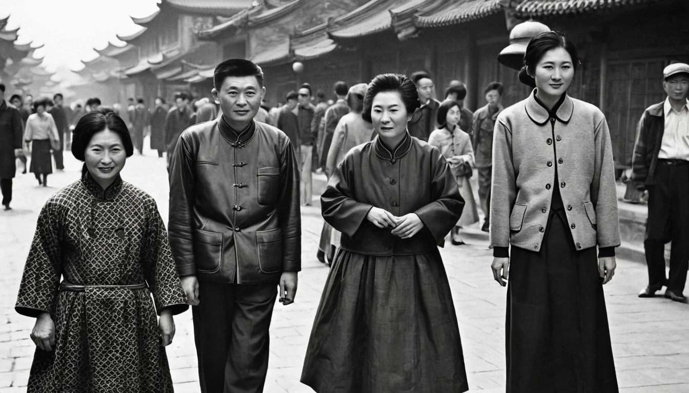 1960s,Chinese people wearing。old photo。RAW photos,Best quality,(reality,照⽚reality感:1.3)