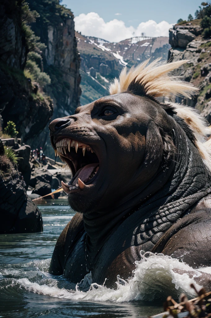 Give me an illustration of the largest, most ferocious and scary giant fish in the world that has no equal 