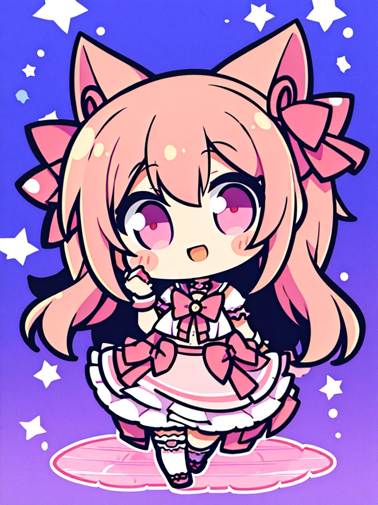 Chibi Character、One girl、Personification of sweets、Smiling、Pink dresini skirt top quality、Masterpiece