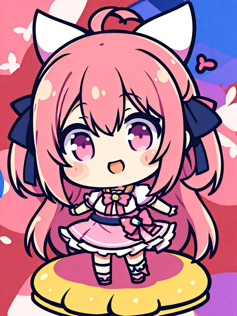 Chibi Character、One girl、Personification of sweets、Smiling、Pink dresini skirt top quality、Masterpiece