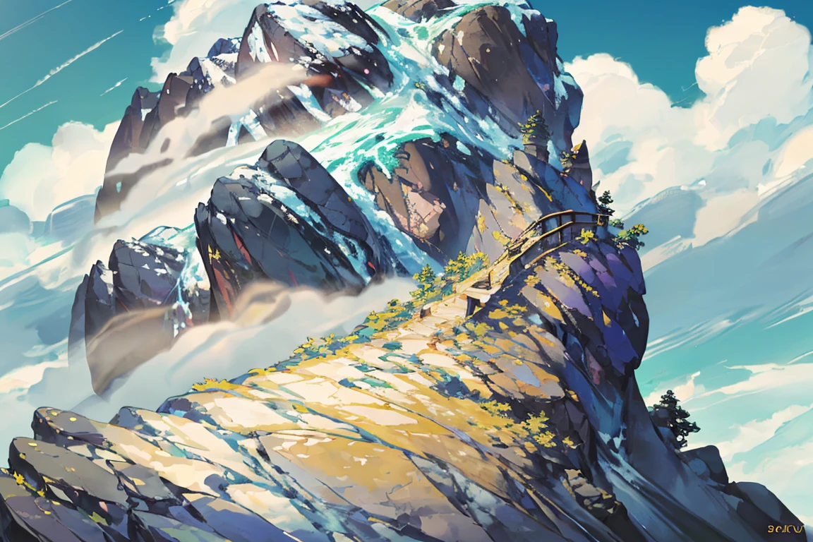 summer, rocky area, rock formation, (illustration : 1.0), Narrative composition, realistic lighting, HD detail, masterpiece, best quality best, (Highly detailed CG integrated 8k wallpaper), wide and flat rocky area, A small, sharp, rough rock at the top of the screen.