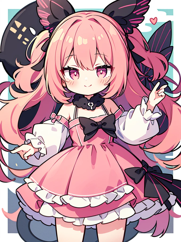 Chibi Character、One girl、Personification of sweets、Smiling、Pink dress、Mini skirt top quality、Masterpiece