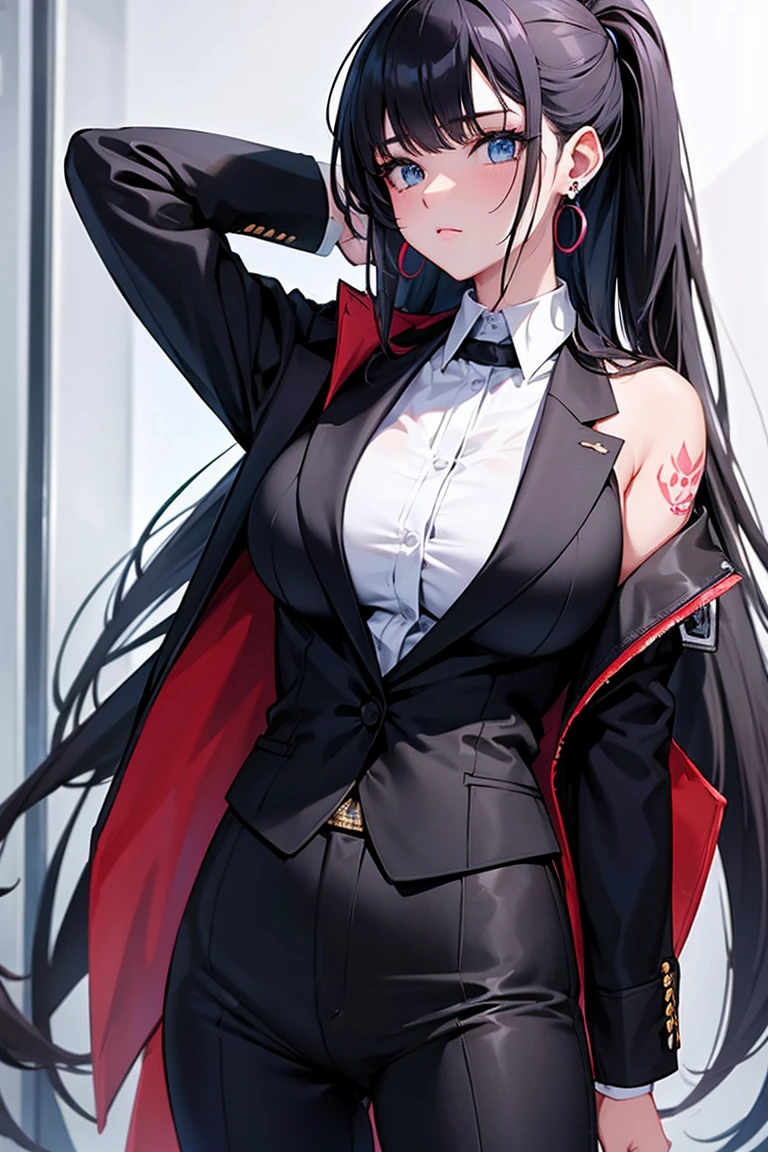 Cool girl　high resolution　Big Breasts　Men's suits　Expose　Long Hair　Earrings　Tattoo