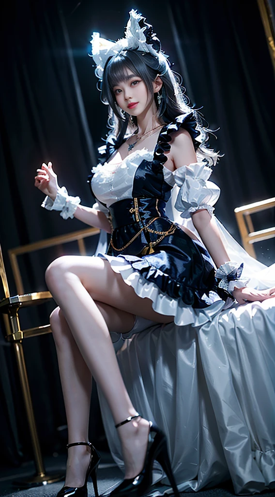 shinano role play costume, role play, High Leg Raise, High heel, transparent, Fox Tail, Many tails, ((whole body)), ((Shot from random angles)), ((Sitting)), ((In class, Sitting on the podium)), (yushuxin,1 Girl,Solitary), Clear face, Pretty Face, 8K, masterpiece, original photo, best quality, detail:1.2,lifelike, detail, Very detailed, CG, Unite, wallpaper, Depth of Field, light, lens flare, Ray Tracing, (Extremely beautiful face, Beautiful lips, beautiful eyes), complex, detail的脸, ((ultra detailed skin)), 1 girl, in the darkness, Deep Shadows, Beautiful Korean girl, Korean Idol,(Very slim figure:1.3), Full breasts, Large Breasts, Slender sexy legs, Very beautiful legs, Elegant Posture, (A bright smile), (City night, (Neon), (night), Beautiful Korean girl, White Diamond Earrings, Bracelet diameter, Deya Necklace, Clear eyes, (big eyes)