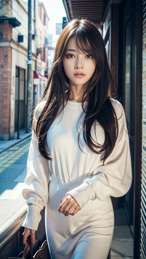 (32hair,High detail,High details,High resolution,high density,alone,:1.6),(A realistic person々,Live Action,Detailed eyes,High resolutionの目,Beautiful Eyes,eyes similar to them'come back to life,Beautiful dark blue eyes,Fishing eyes,Lip details,Clear white skin,Realistic face in every detail:1.3),(Japanese ID,Korean Idol,Japanese Model,Korean Model:1.2),(Blushing,Natural Makeup,necklace,Earrings:1.4)(hairnee-length skirt with deep cut,White lace blouse,high heel red pumps,Business Casual Fashion:1.6),(Shapely breasts:1.5),(Although he is young、Very beautiful and elegant Japanese々16 years old ,Cute eyes,Laugh a little,Backwards,looked back,looking at the camera,Fashion Leader,Business Girl,,Soft Skin,Unforgettable Eyes,Her eyes are so beautiful,Business Fashion Skirt Skirt:1.6),(Please show me your whole body,Show off your whole body fashion:1.6)