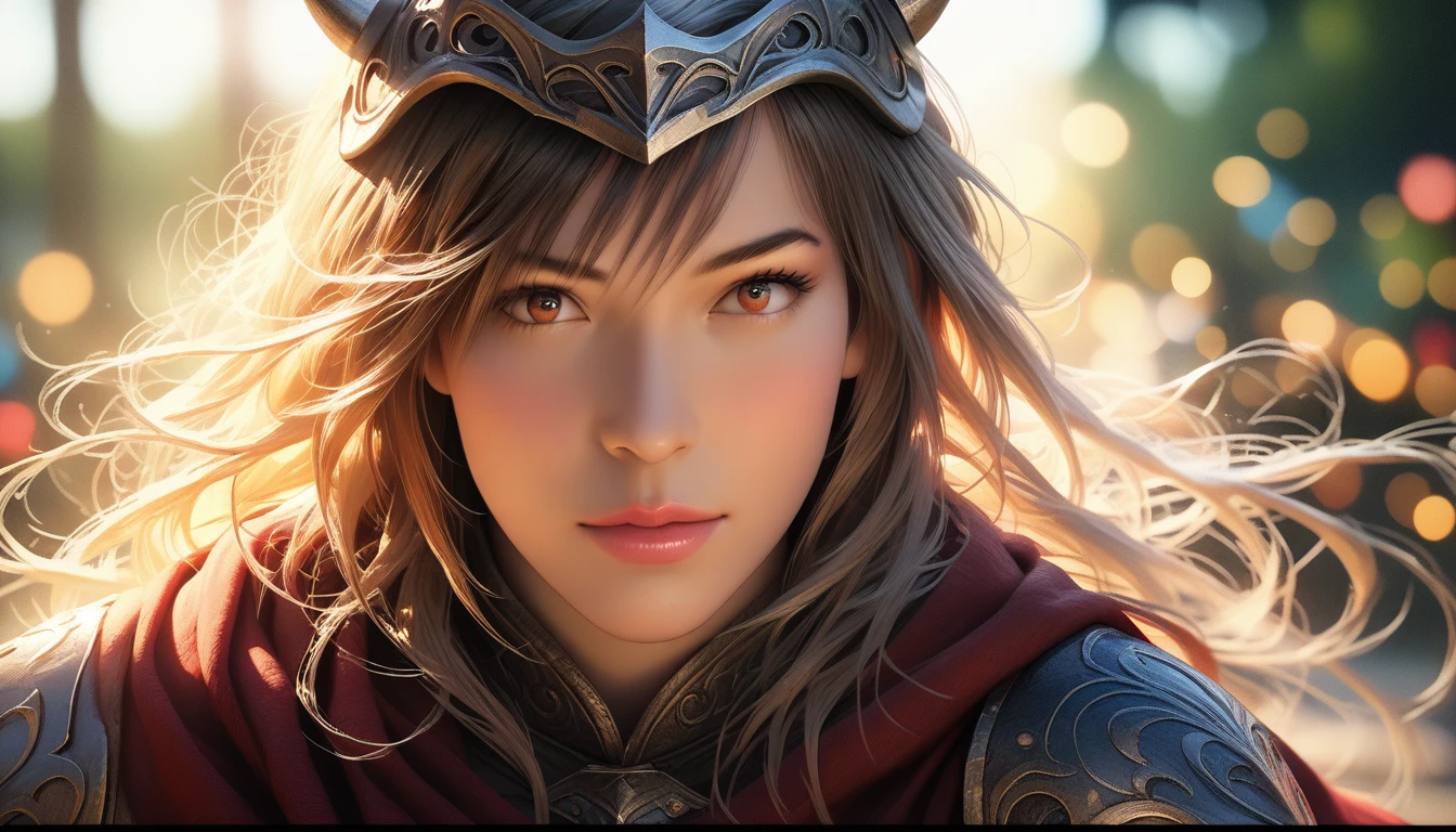 (best quality,4k,8k,highres,masterpiece:1.2),ultra-detailed,(realistic,photorealistic,photo-realistic:1.37),HDR,UHD,studio lighting,ultra-fine painting,sharp focus,physically-based rendering,extreme detail description,professional,vivid colors,bokeh,  beautiful elven warrior with long flowing silver hair, wearing leather armor with intricate embroidery, flowing cape, silver helmet with horns, holding a gleaming sword,  beautiful detailed eyes,beautiful detailed lips,extremely detailed eyes and face,longeyelashes,  fantasy art style, mystical forest setting, ethereal lighting  