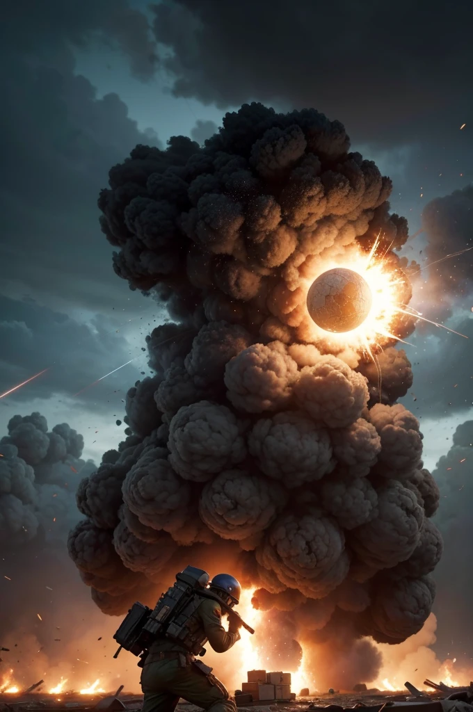 A player blowing up an entire team with a grenade, creating a colossal explosion.