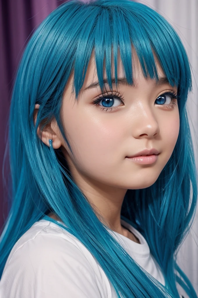 1 cute anime girl got Blue slimed in her hair 