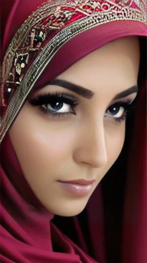 Lebanese woman focus on face.