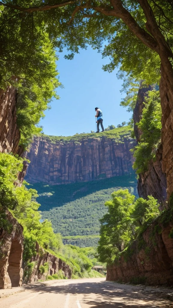 blue sky　A landscape with depth　cloud　Three-dimensional　Small person　Looking up at the sky　painful　universe　grow