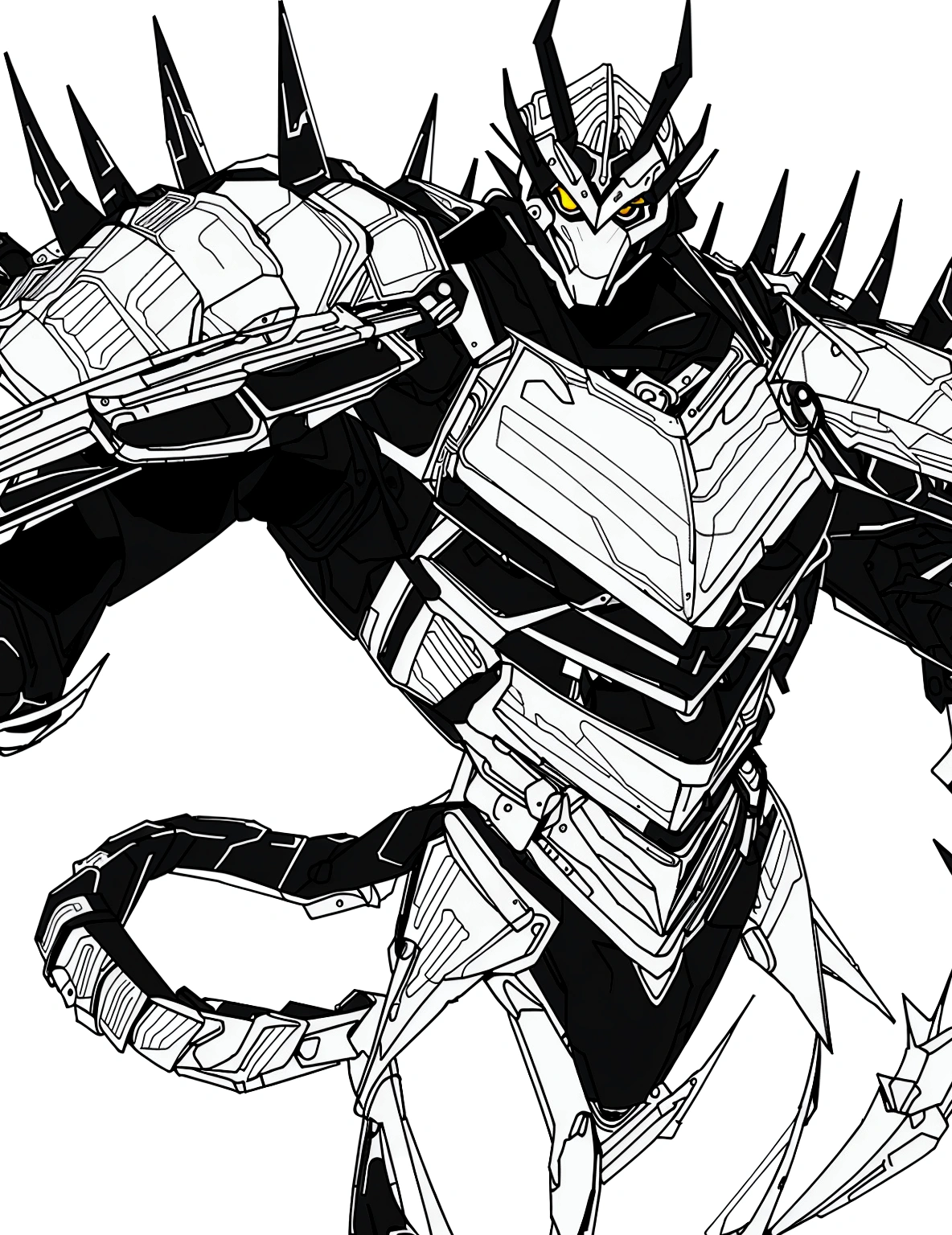a drawing of a man with a large horned head and a sword, dragon cyborg, cyborg dragon portrait, sharp robot dragon claws, with scaly-looking armor, male robotic anthro dragon, well armored mech dragon, with robot dragon head, robot mecha female dragon head, robot dragon claws, greek god in mecha style, mecha inspired, dragon inspired armor, more details