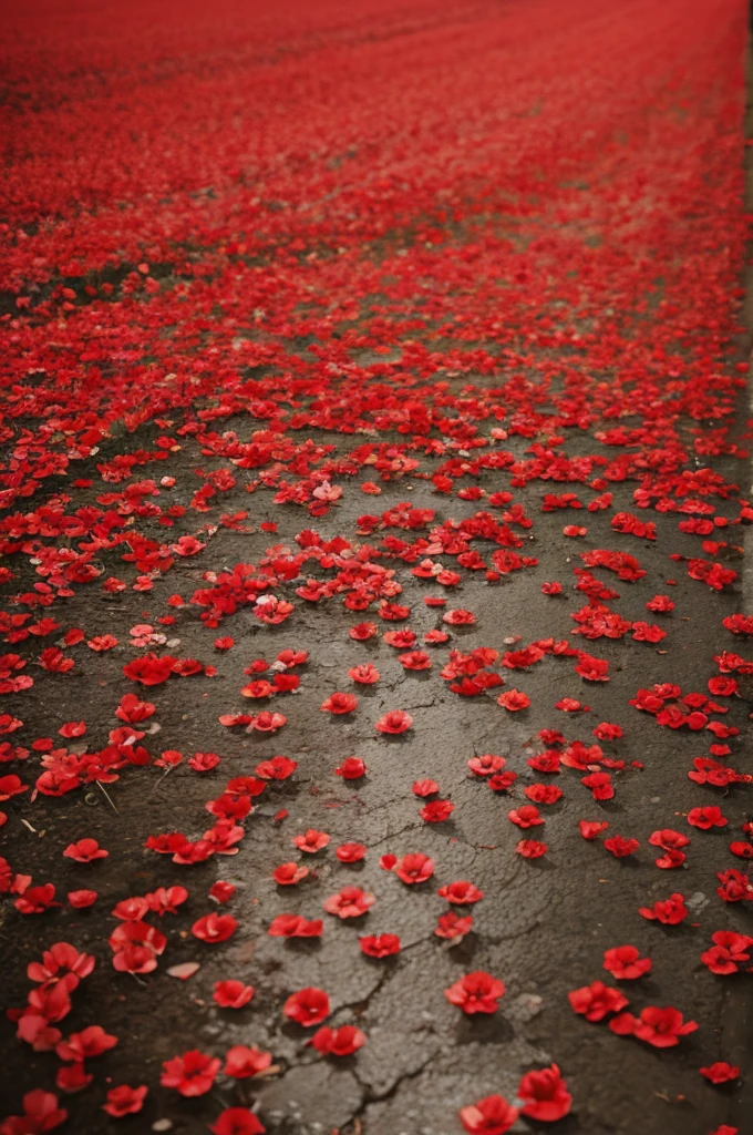 Floor texture with red flowers