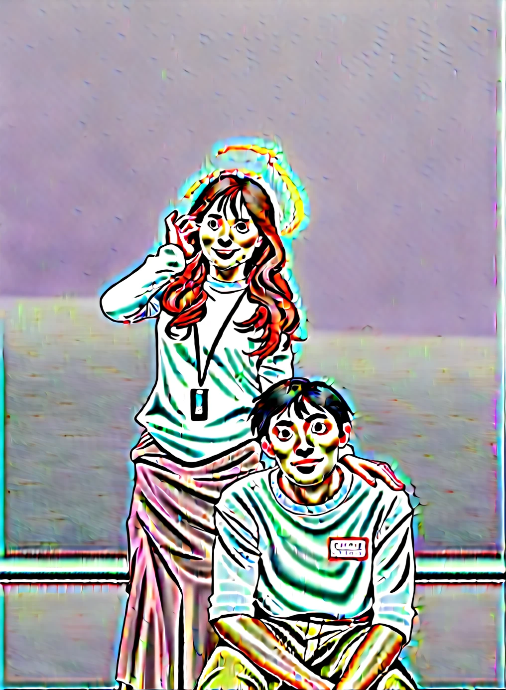masterpiece, woman and , holy virgin mary with little boy in her arms, ((halo over head)), smiling, heavenly sky, half body, ((divine light)), ethereal, clouds, back lighting, realistic portrait, symmetrical, strong, intricate drawing, highly detailed, digital painting, art station, concept art, fluid, sharp focus, illustration, against heaven's gate, cinematic lighting, works by artgerm and greg rutkowski and alphonse mucha 