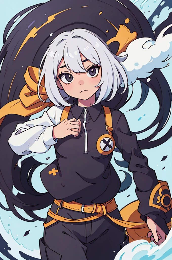 (best quality:0.8) perfect anime illustration, com roupa preta coladinha
