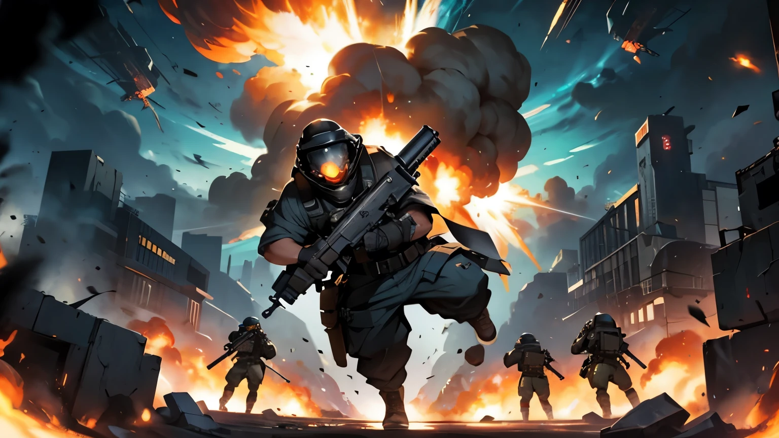 A player blowing up an entire team with a grenade, creating a colossal explosion.