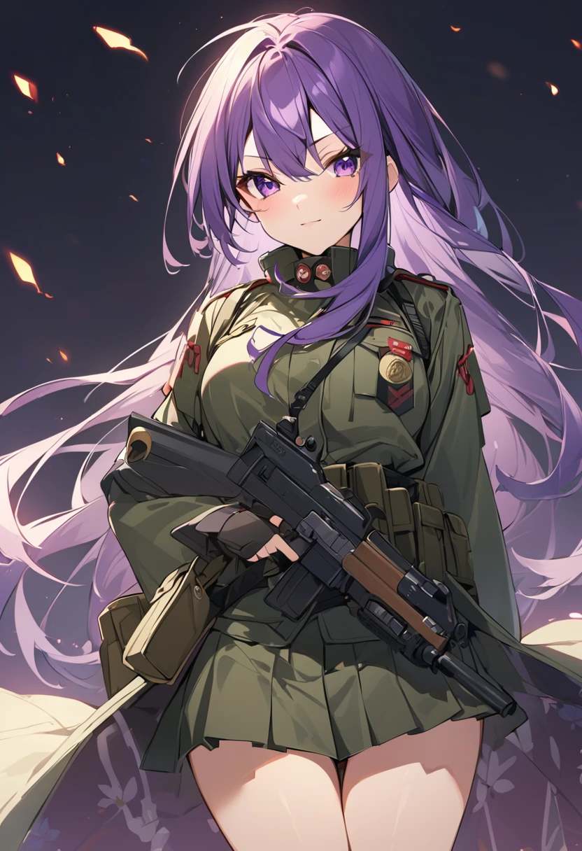 Keito。Purple Eyes。female。Purple Hair。Japanese Army