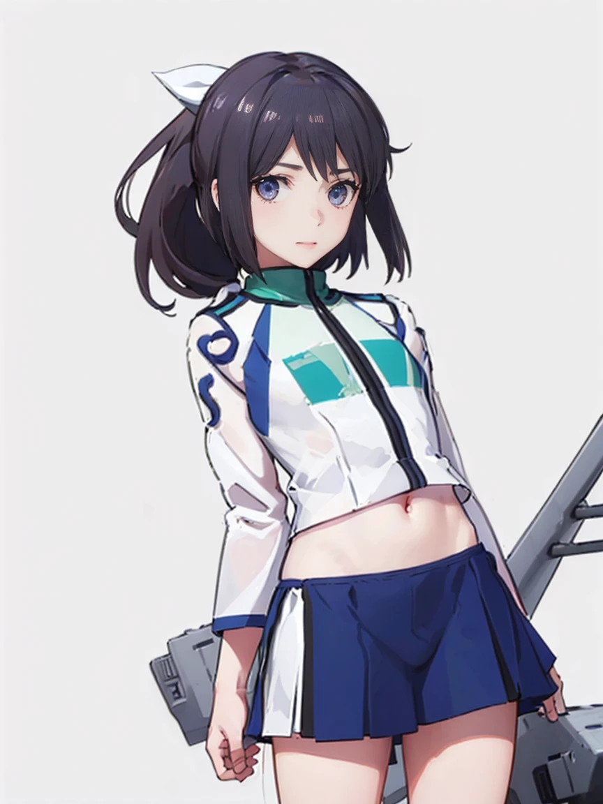 (( Fleet Collection、Kantai Collection、Yao)),(((Sailor suit、belly button)))、woman,Cowboy Shot, ((white background))) 、Best image quality, high quality, The background is clear,きれいなwoman, Japanese, detailed, detailed eyes, detailed skin, Beautiful Skin, 超High resolution, (reality: 1.4),とても美しいwoman, A little younger face, Beautiful Skin, thin, (Ultra-photorealism), (High resolution), (8K), (非常にdetailed) 、(Beautiful and detailed eyes), (非常にdetailed), (detailed face), Displaying the viewer, Fine details, detailed face, smile,Straight,Looking Ahead, StraightLooking Ahead, Photo Real,Hairstyle: ponytail、short hair,Brown Hair、smile、Very delicate body、Very flat chest、hair over one eye, from below,Normal limbs