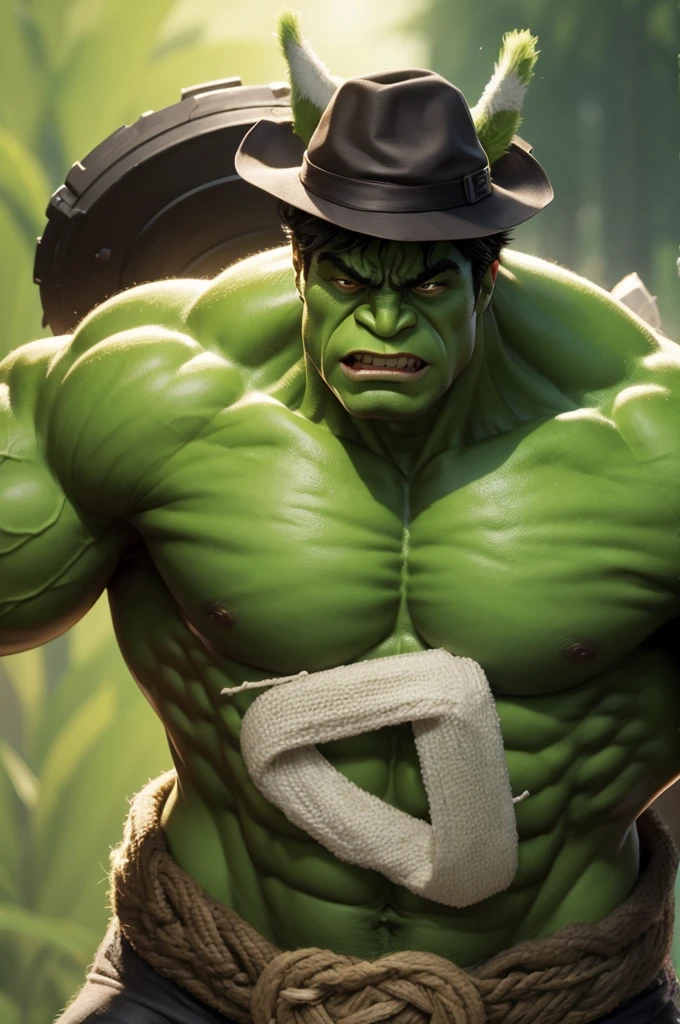 Hulk with June hat, June party background with fuggueira