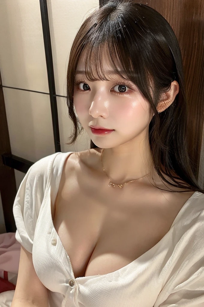 NSFW,Beautiful Japanese Women、8K、（Big Tits、Her breasts are being massaged from behind）、Double eyelids、Tear bags、Big, round eyes、high detailed