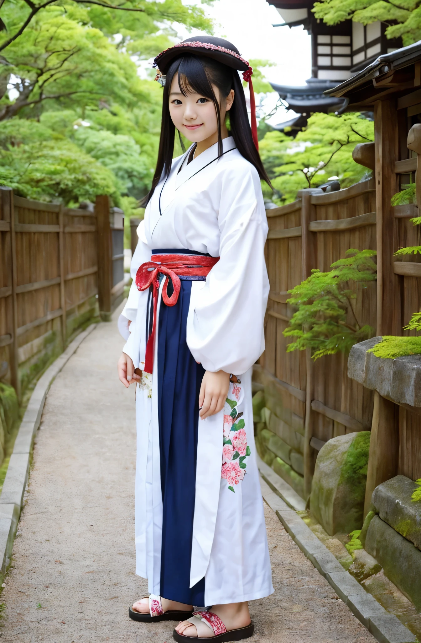 beautiful japanense girl in her s wearing traditional japense komona