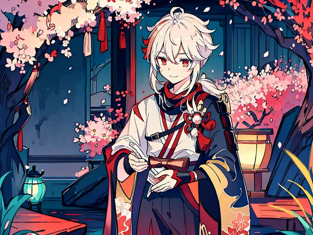 Genshin,smile,Cherry blossom petals are falling,High detail, high quality, 最high quality, High resolution, 16K,Beautiful illustrations