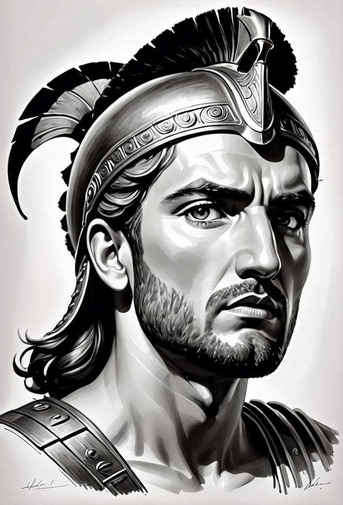 Realistic drawings of the characters of the Iliad epic