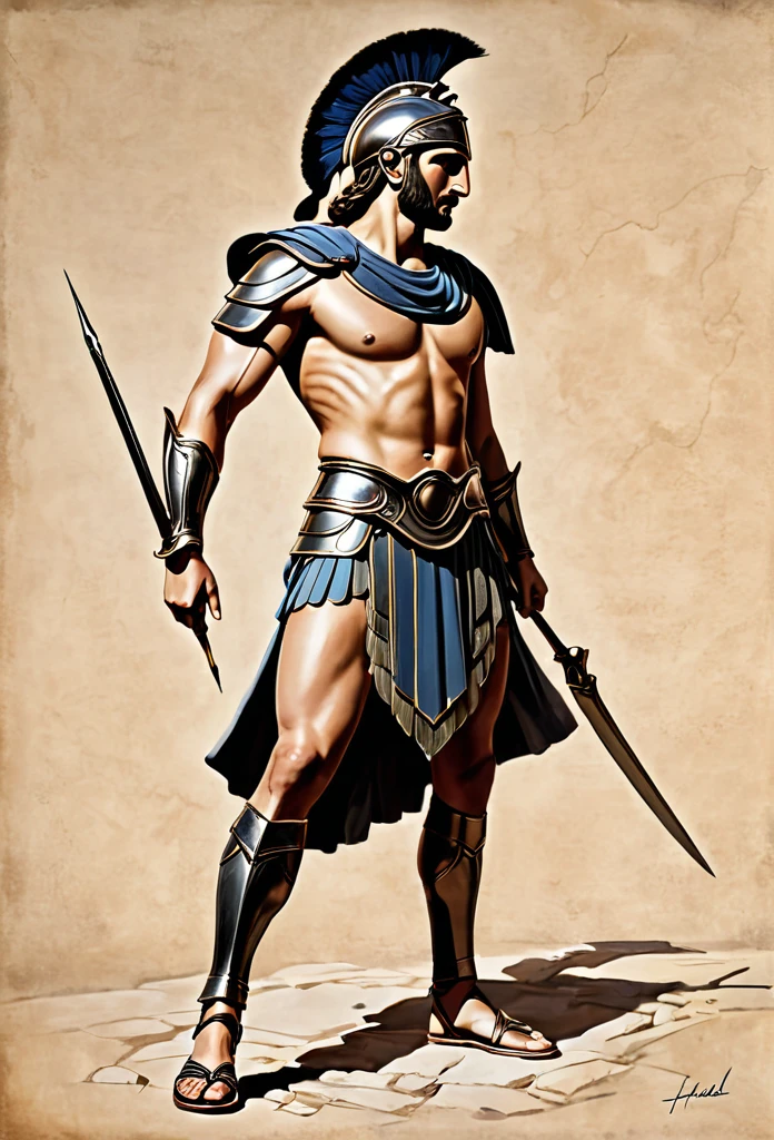 Realistic drawings of the characters of the Iliad epic