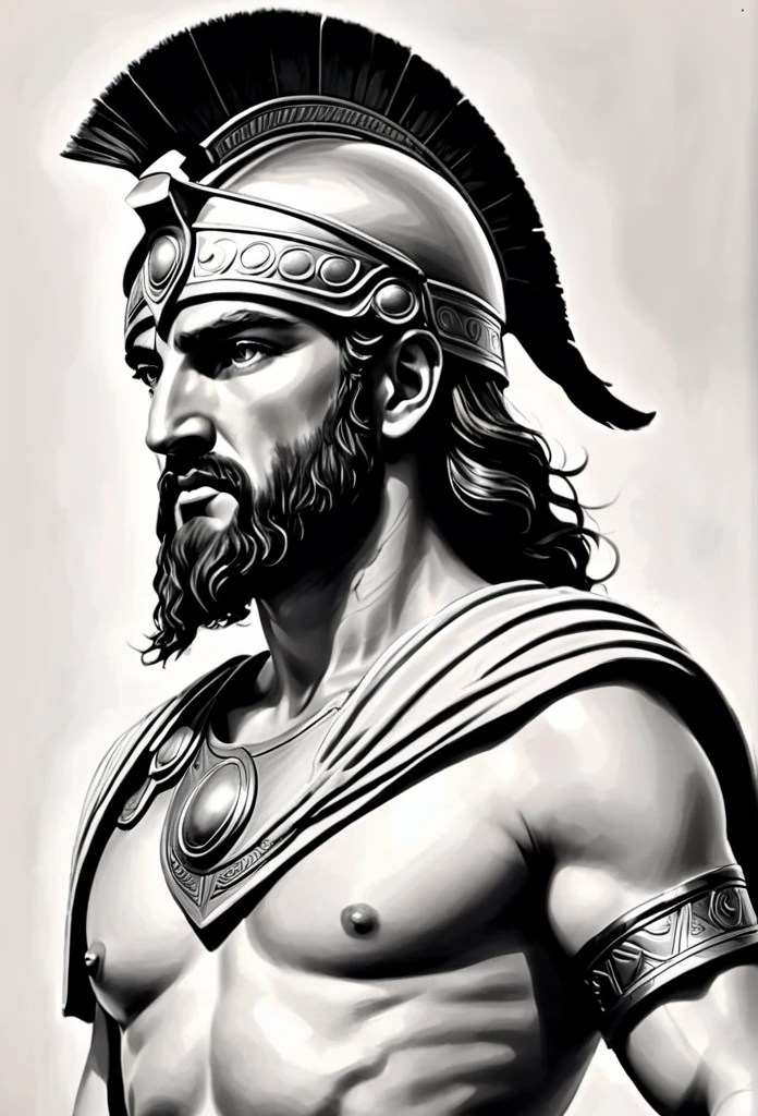 Realistic drawings of the characters of the Iliad epic