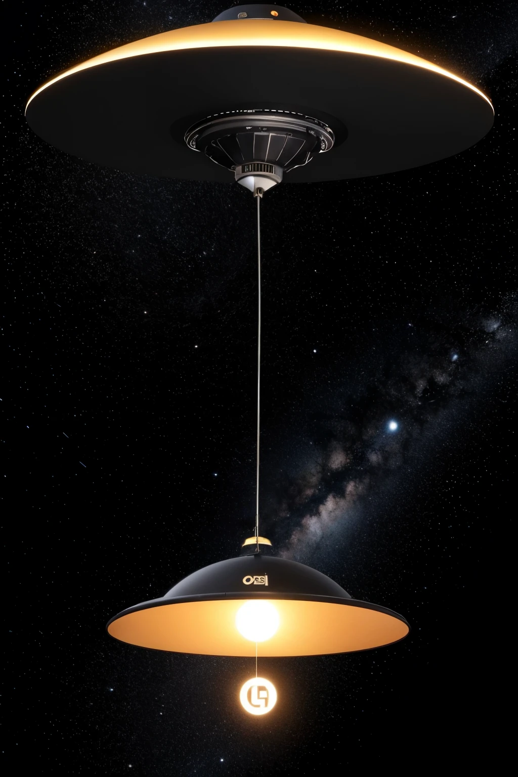 ((best qualityer)), ((work of art)), (detailded), 1 logo with the name OviNis, with a flying saucer, starry black background, striking lyrics 