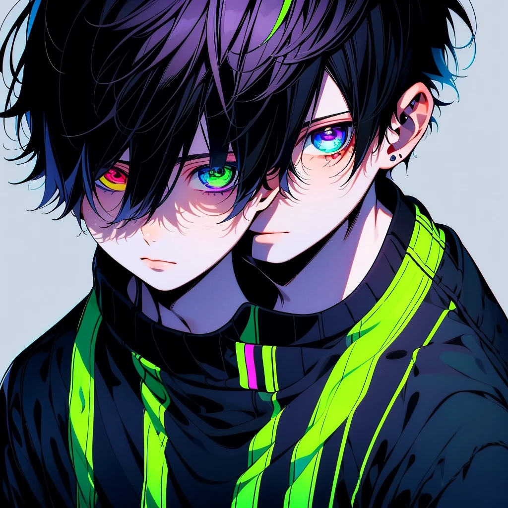(1boy,masculino,Short hair,(alone)),soccer uniform , heterochromia , one eye green , one eye purple